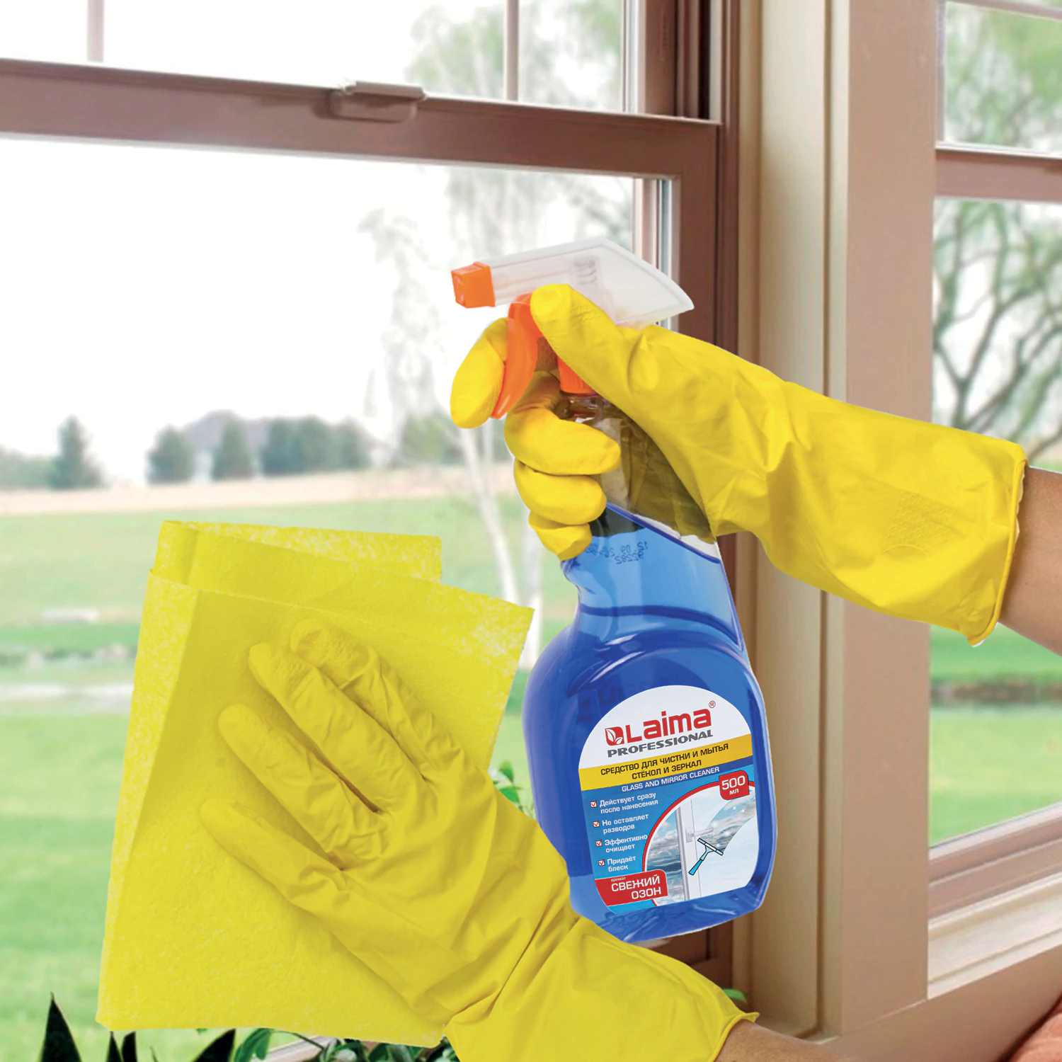 Средство для мытья стекол и зеркал LAIMA PROFESSIONAL свежий озон 500 мл